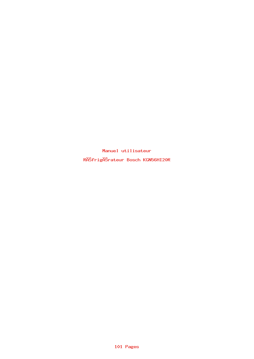 Page 1 de la notice Manuel utilisateur Bosch KGN56HI20R