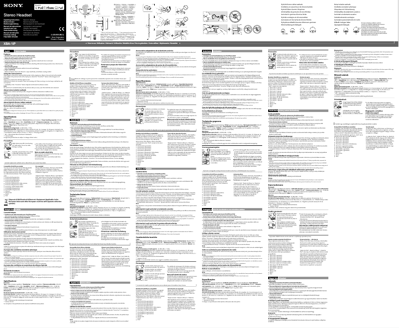 Page 1 of the manual User Manual Sony XBA-1iP