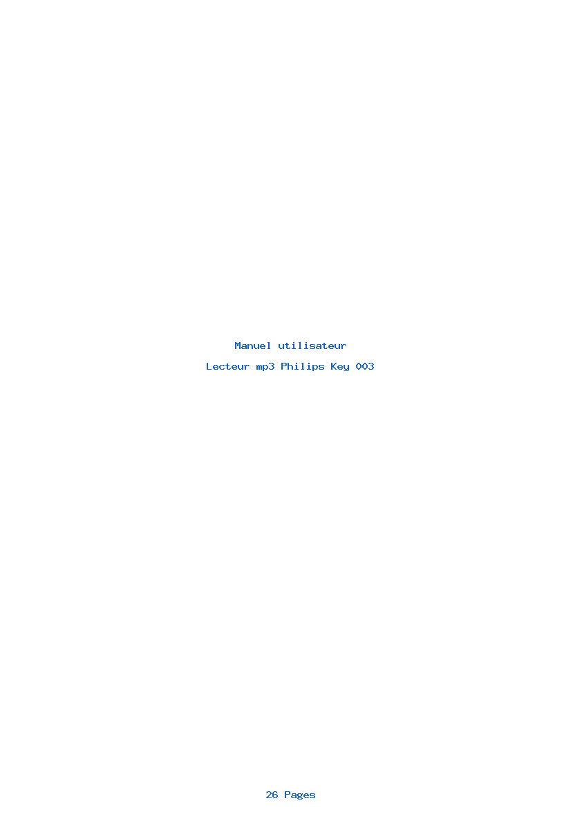 Page 1 de la notice Manuel utilisateur Philips Key 003