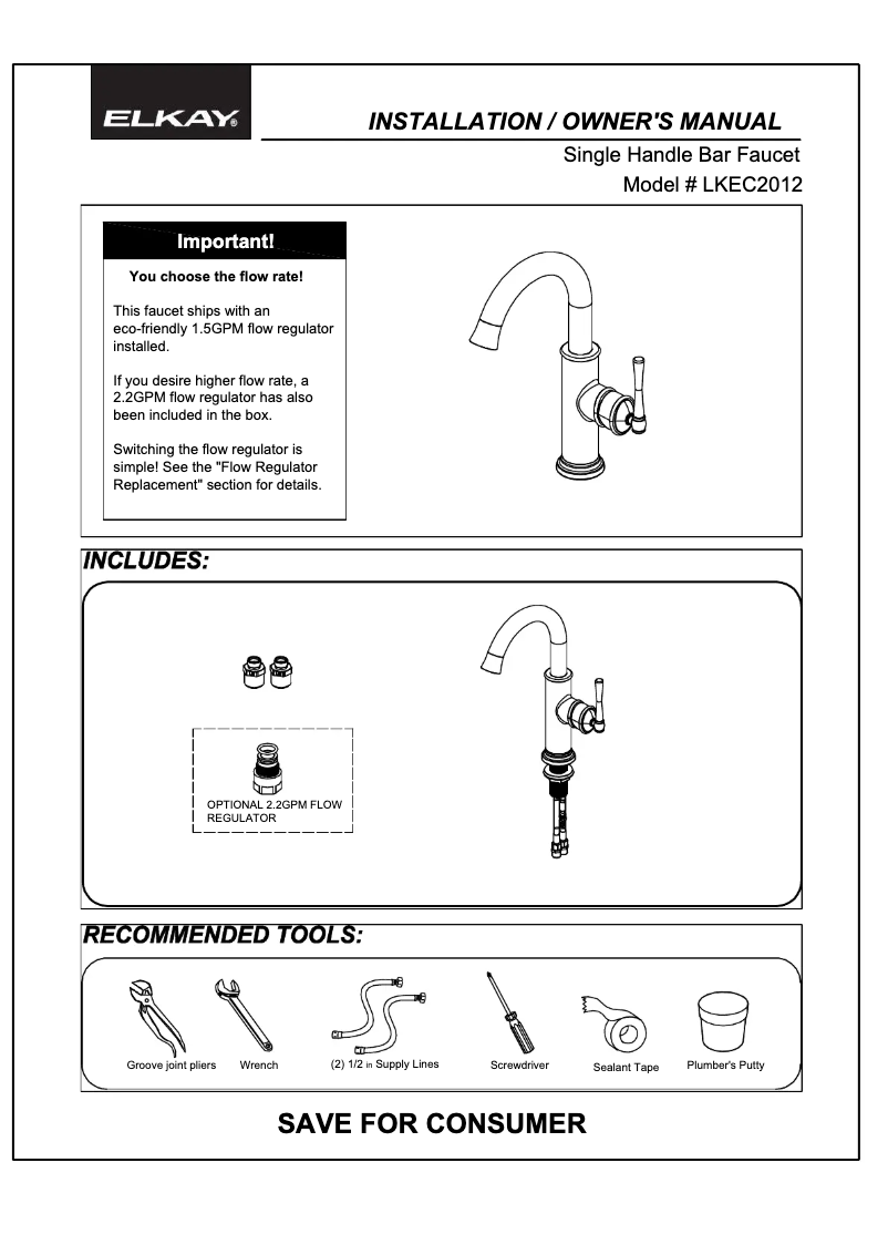 Página 1 del manual Manual de usuario Elkay LKEC2037CR