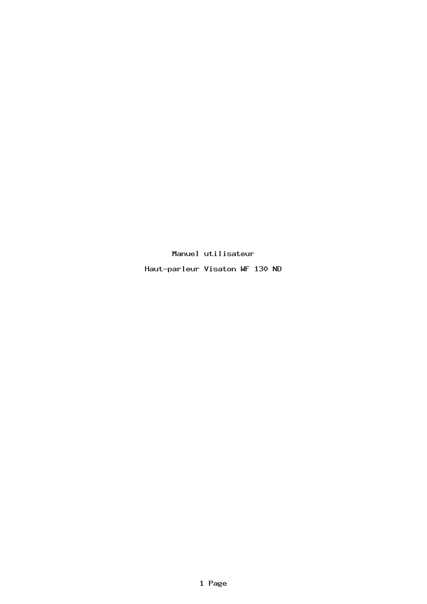 Page 1 de la notice Manuel utilisateur Visaton WF 130 ND