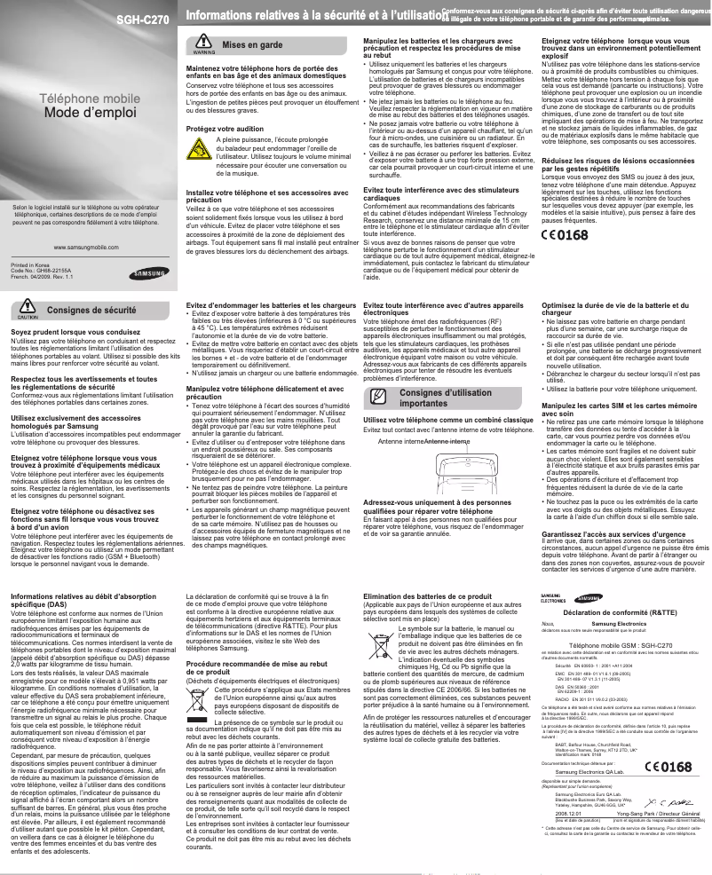 Página 1 del manual Manual de usuario Samsung C270