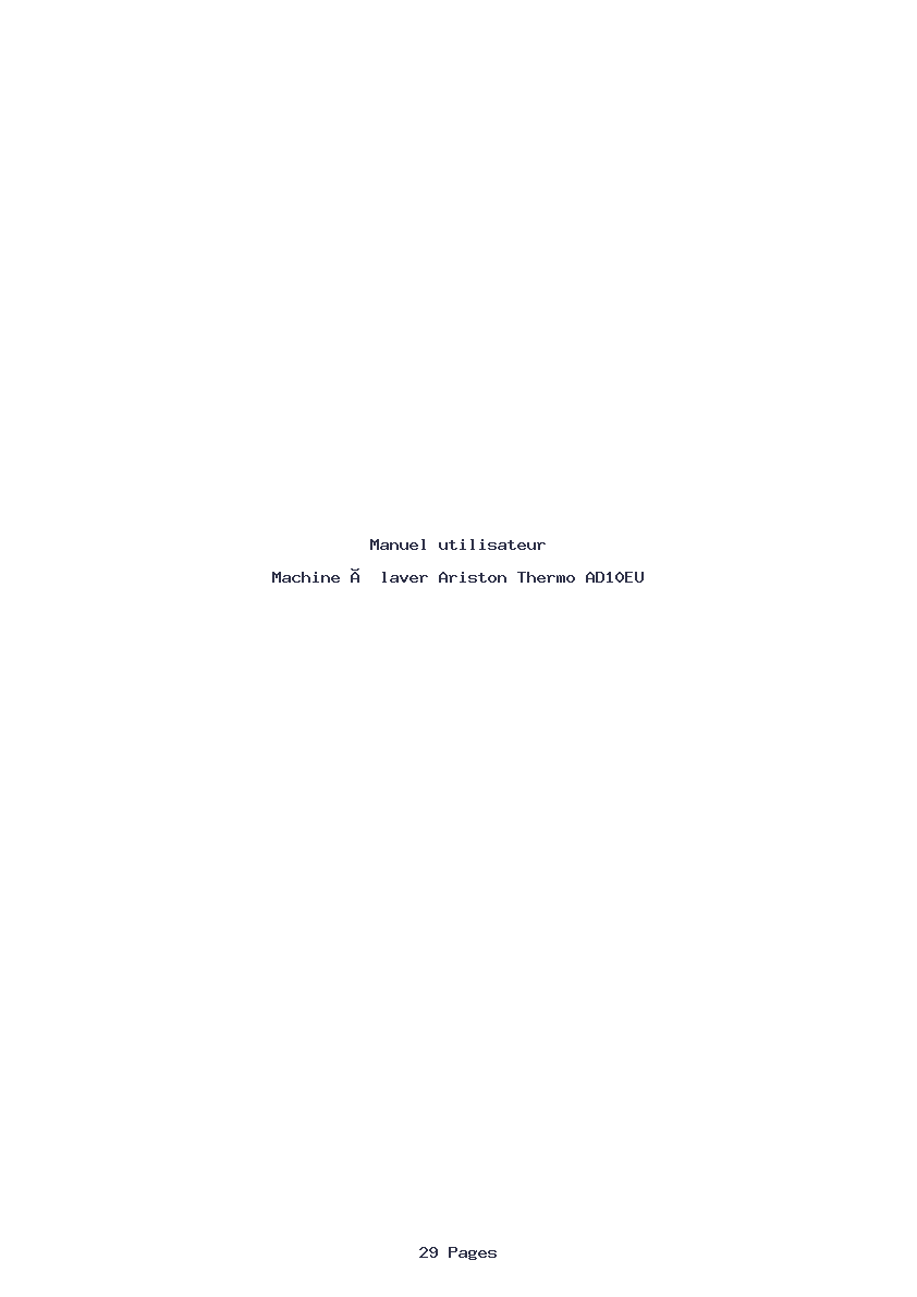 Page 1 de la notice Manuel utilisateur Ariston Thermo AD10EU