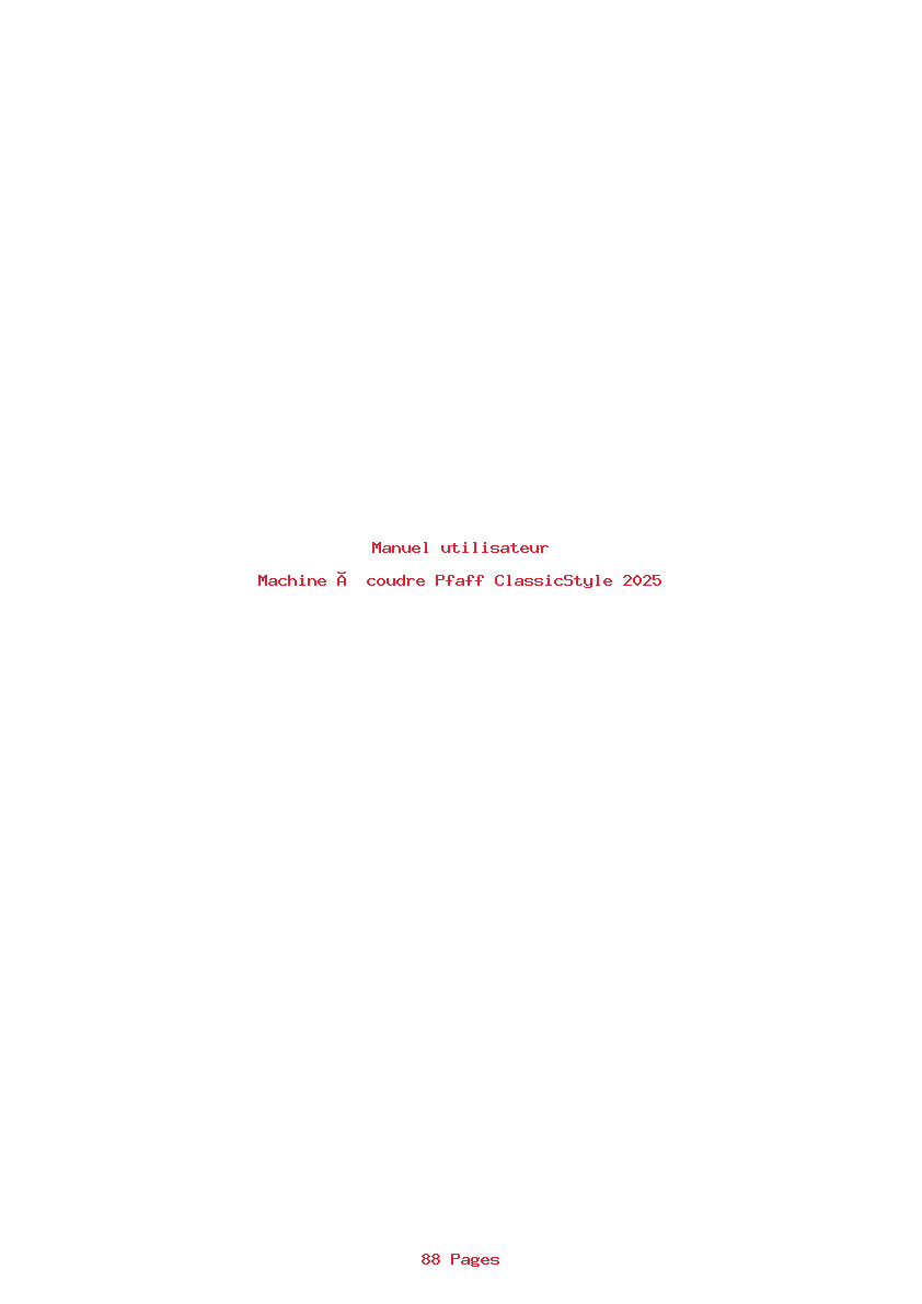 Page 1 de la notice Manuel utilisateur Pfaff ClassicStyle 2025