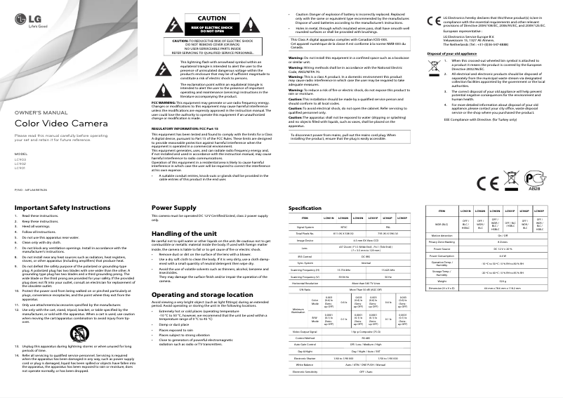 Page 1 de la notice Manuel utilisateur LG LC903P