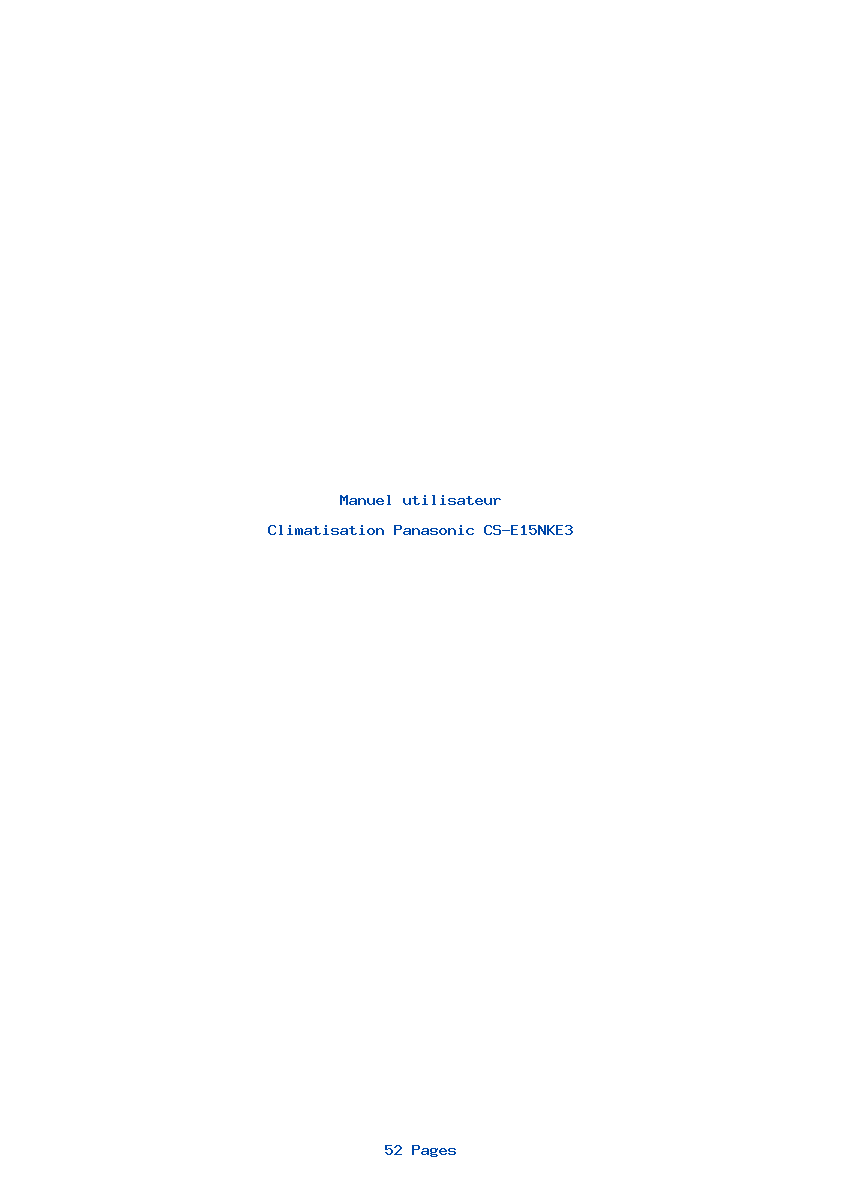 Page 1 de la notice Manuel utilisateur Panasonic CS-E15NKE3