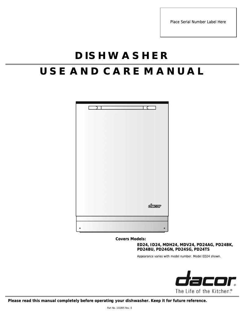 Page 1 de la notice Manuel utilisateur Dacor PD24BK