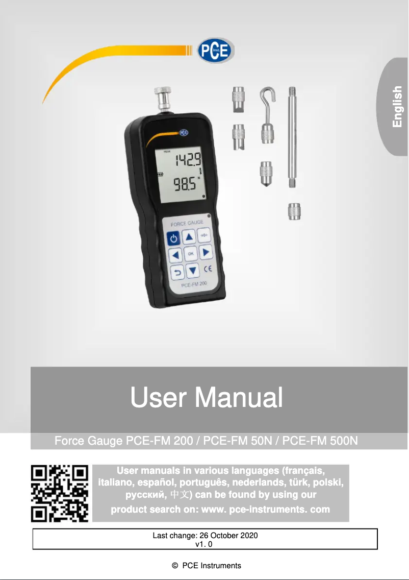 Page 1 de la notice Manuel utilisateur PCE Instruments PCE-FM 50N