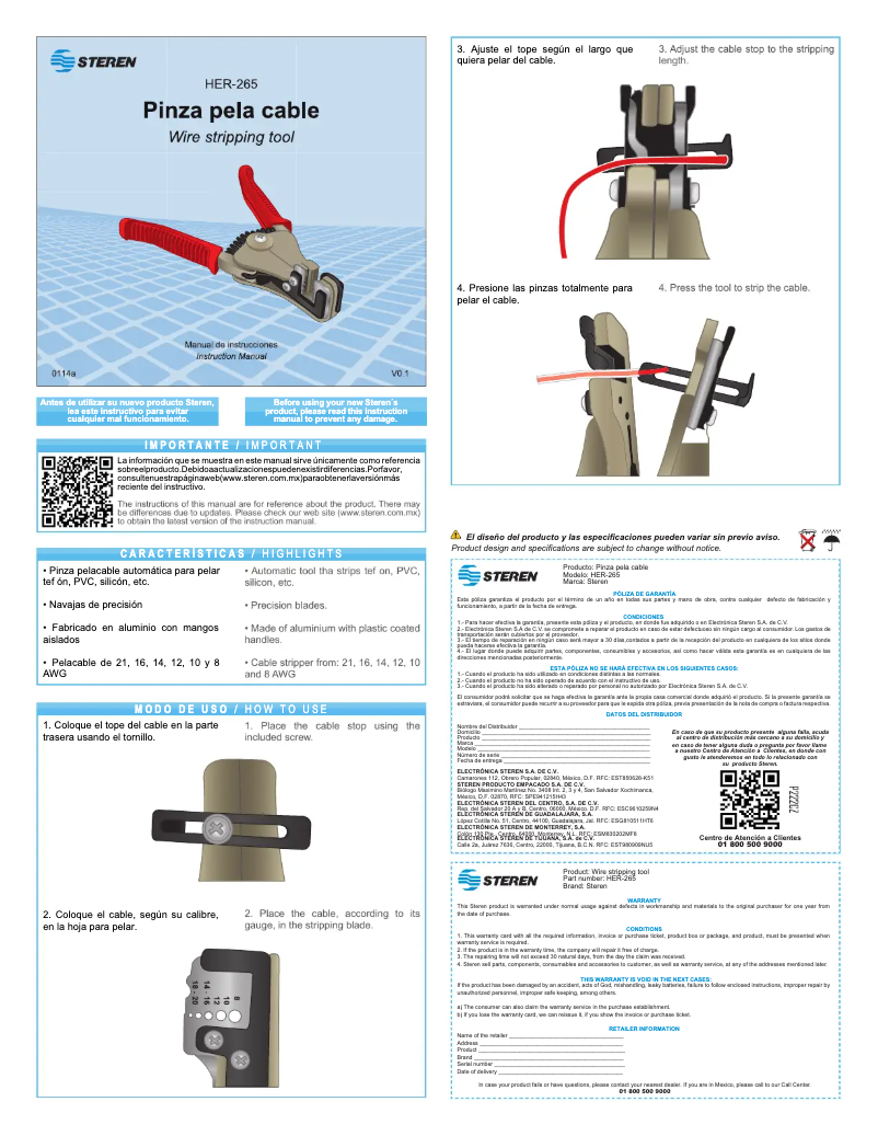 Page 1 de la notice Manuel utilisateur Steren HER-265