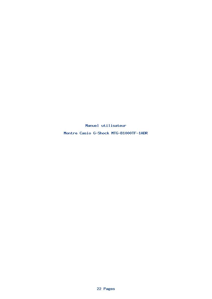 Page 1 de la notice Manuel utilisateur Casio G-Shock MTG-B1000TF-1ADR