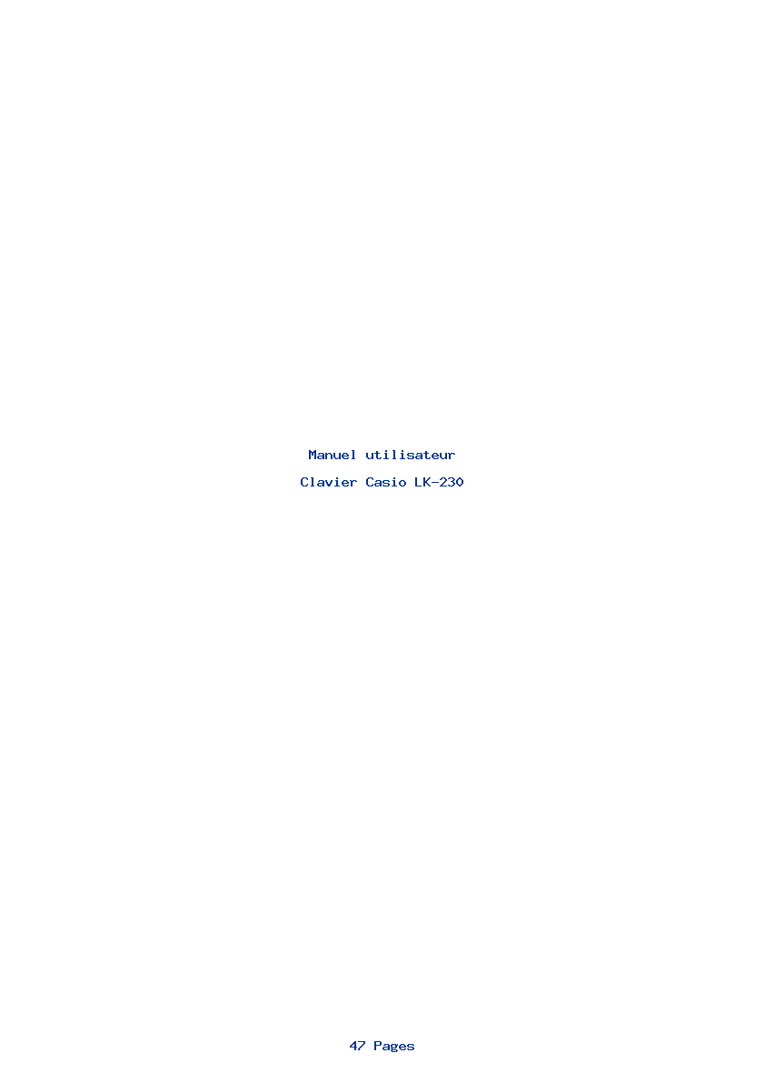 Page 1 de la notice Manuel utilisateur Casio LK-230
