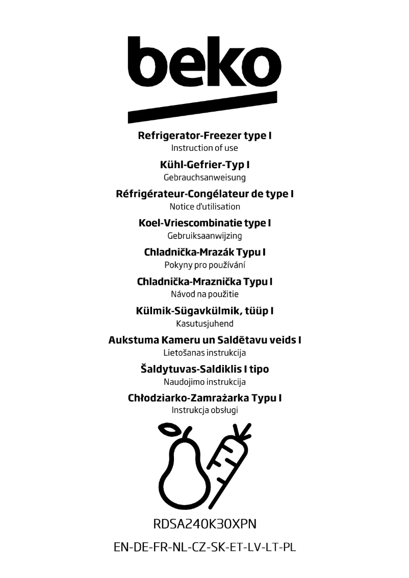 Page 1 de la notice Manuel utilisateur Beko RDSA240K30XPN