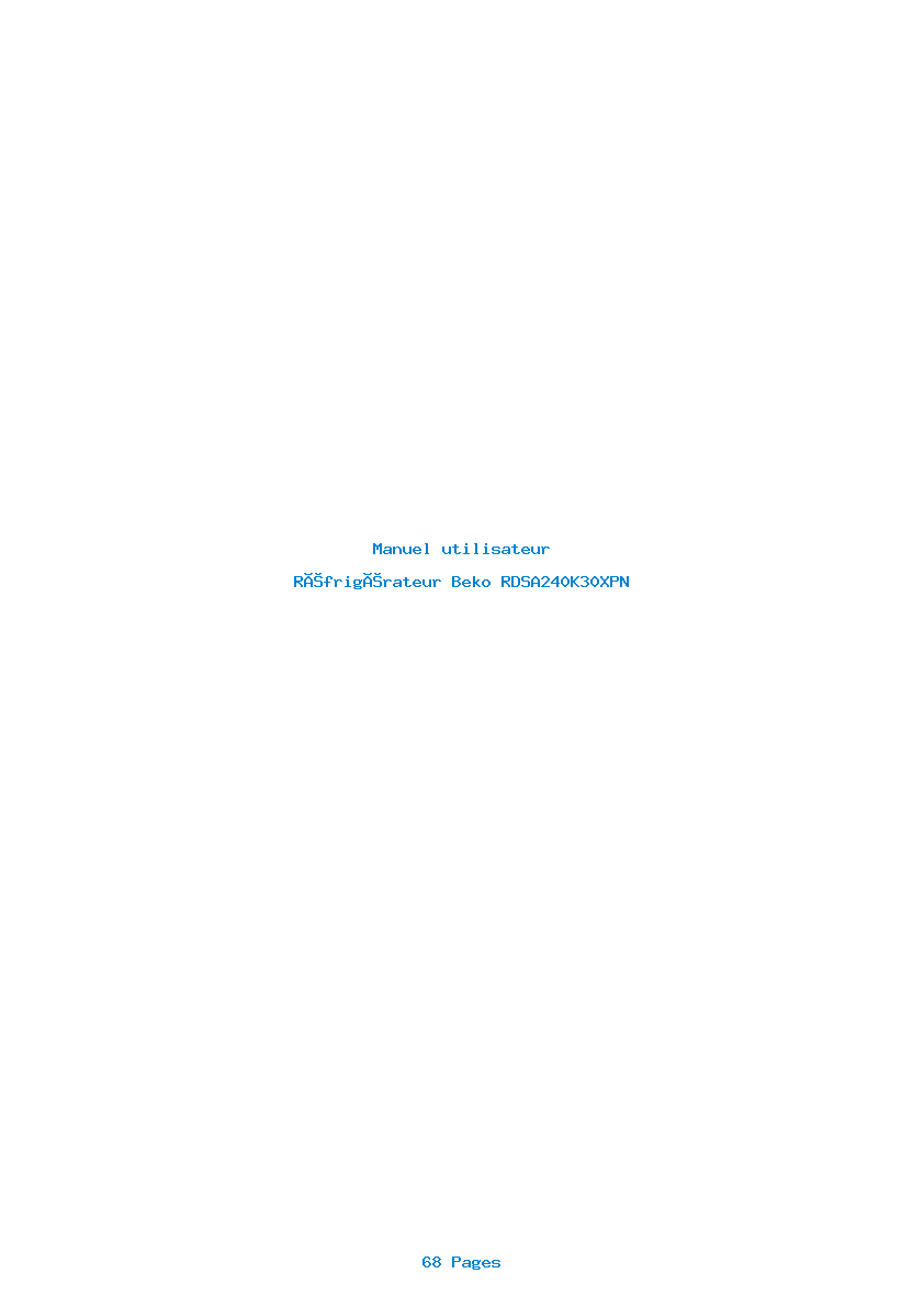Page 1 de la notice Manuel utilisateur Beko RDSA240K30XPN
