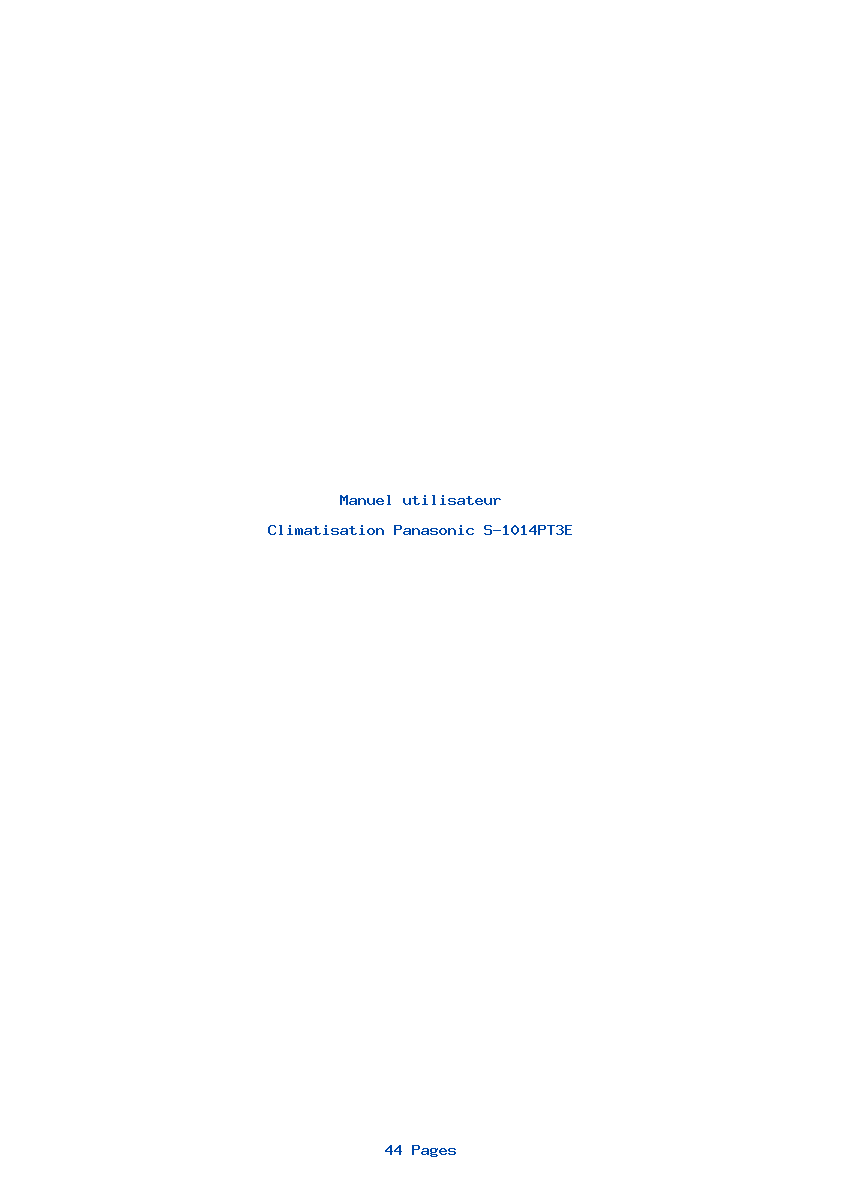 Page 1 de la notice Manuel utilisateur Panasonic S-1014PT3E