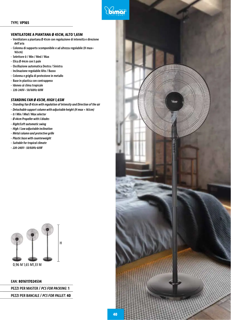 Página 1 del manual Ficha técnica Bimar VP165
