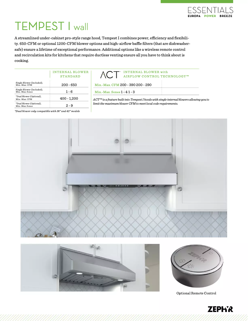 Página 1 del manual Ficha técnica Zephyr AK7042BS