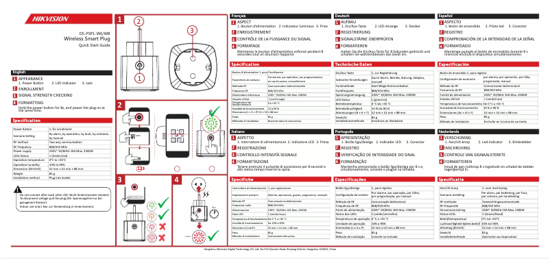 Page 1 de la notice Manuel utilisateur Hikvision DS-PSP1-WE