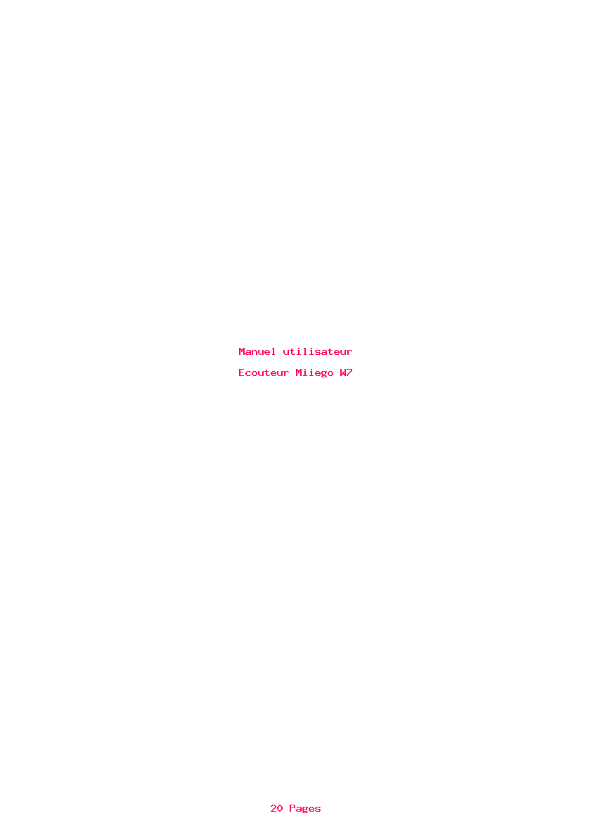 Page 1 de la notice Manuel utilisateur Miiego W7