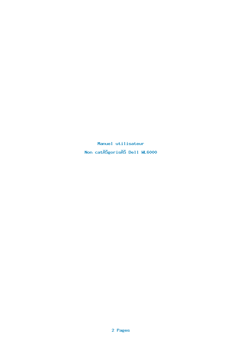 Page 1 de la notice Manuel utilisateur Dell WL6000