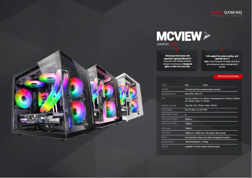 Page 1 de la notice Fiche technique Mars Gaming MC-VIEW