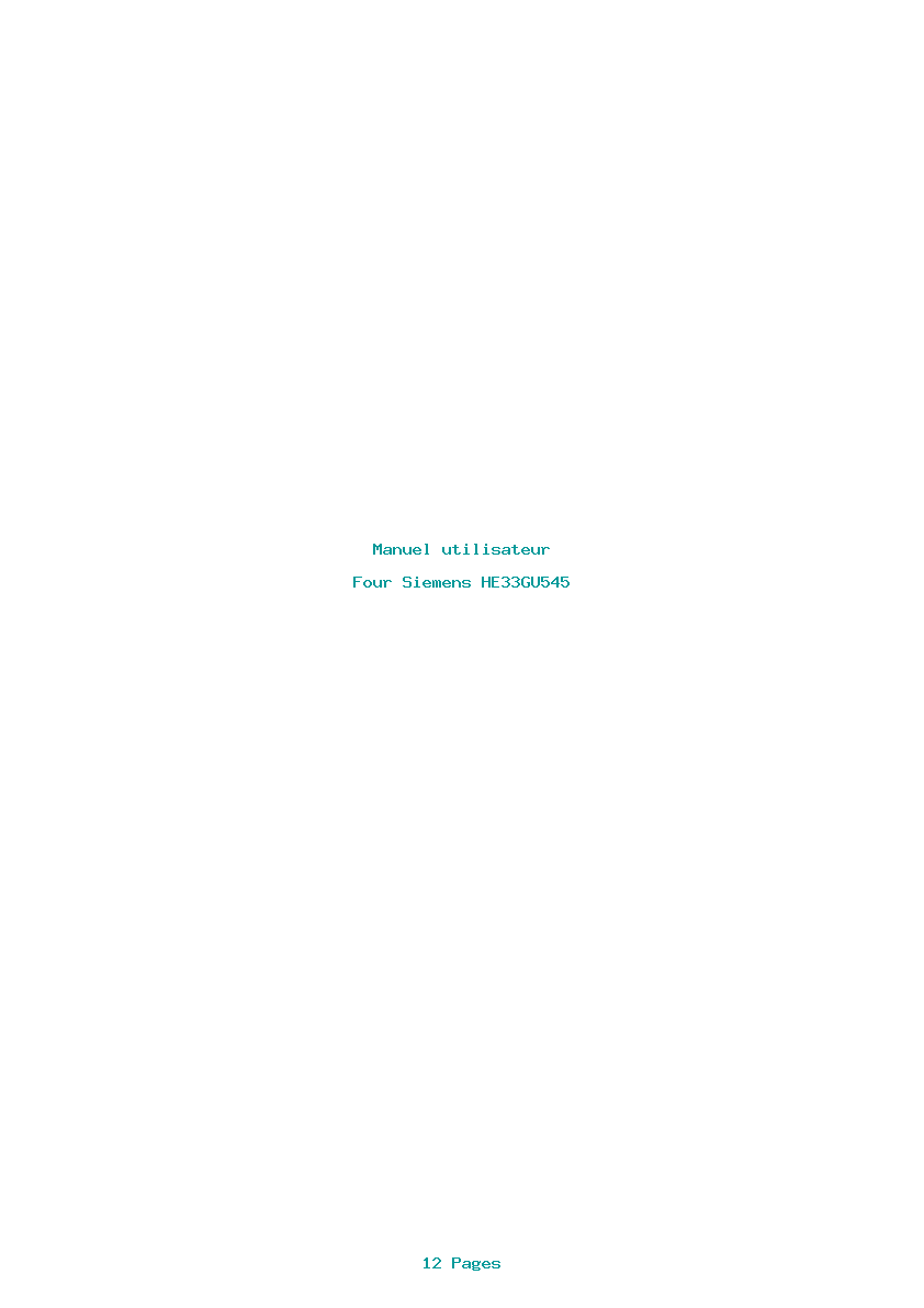 Page 1 de la notice Manuel utilisateur Siemens HE33GU545