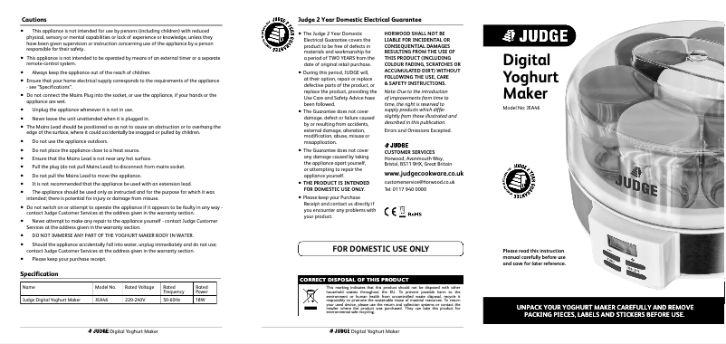 Page 1 de la notice Manuel utilisateur Judge JEA46