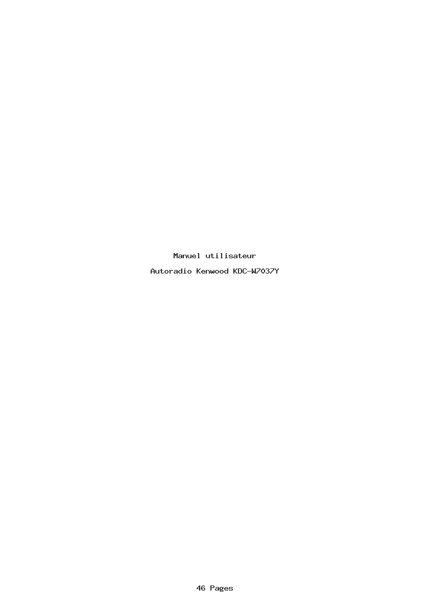 Page 1 de la notice Manuel utilisateur Kenwood KDC-W7037Y