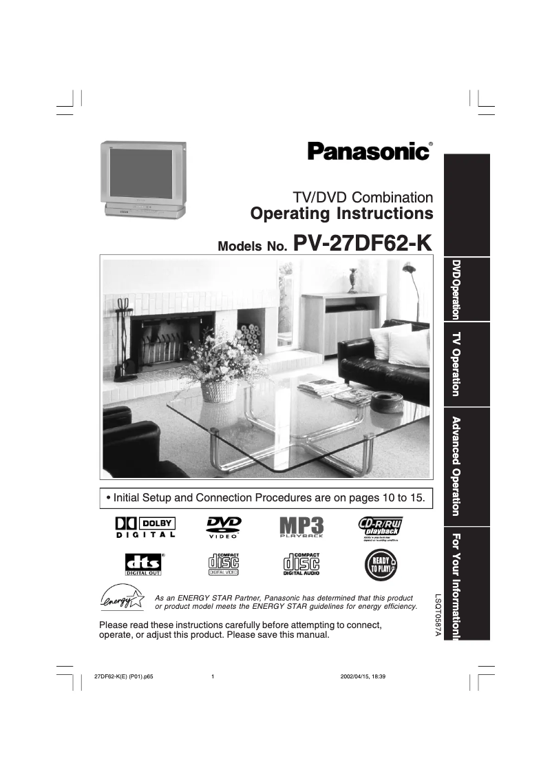 Page 1 de la notice Manuel utilisateur Panasonic PV-27DF62-K