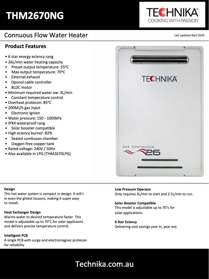 Página 1 del manual Ficha técnica Technika THM2670NG