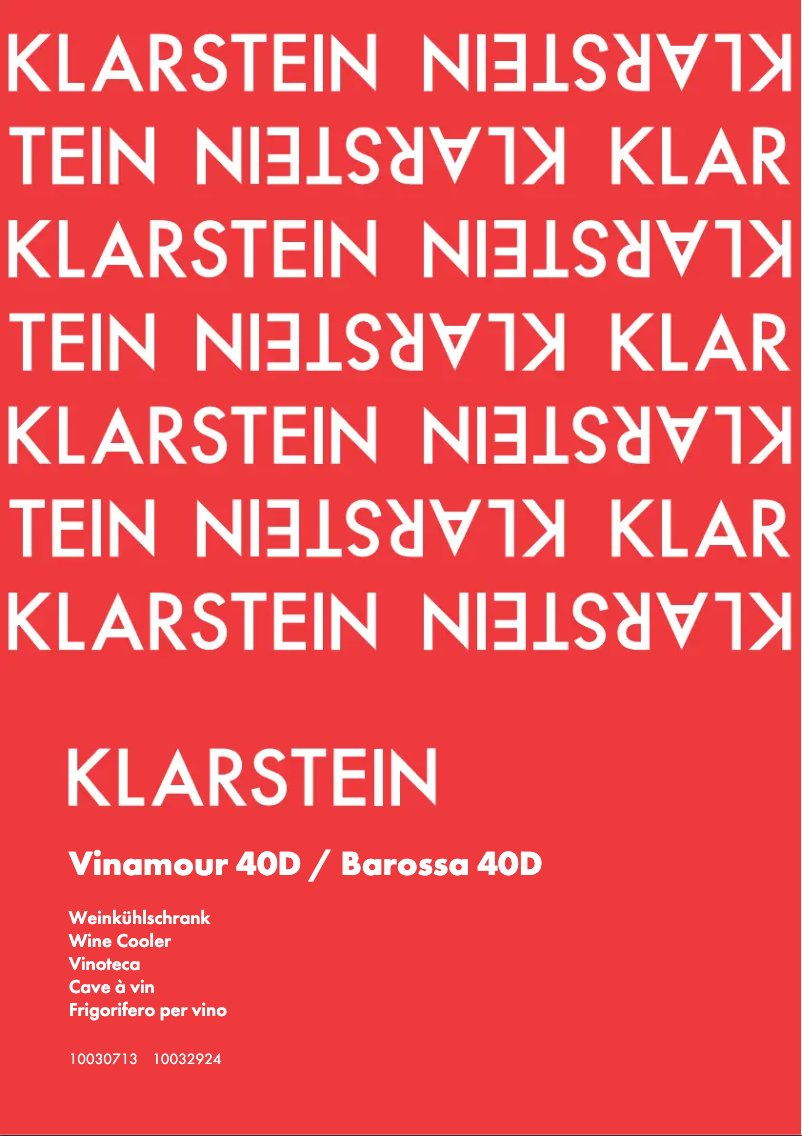 Page 1 of the manual User Manual Klarstein Vinamour 40D