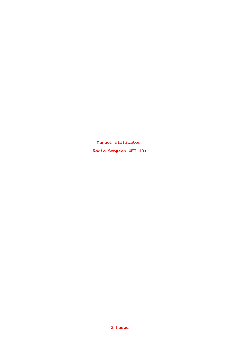 Page 1 de la notice Manuel utilisateur Sangean WFT-1D+