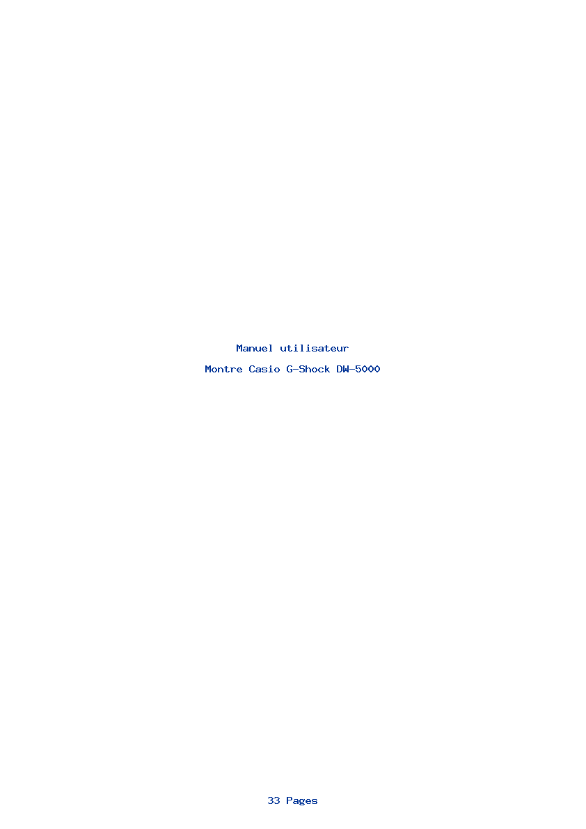 Page 1 de la notice Manuel utilisateur Casio G-Shock DW-5000