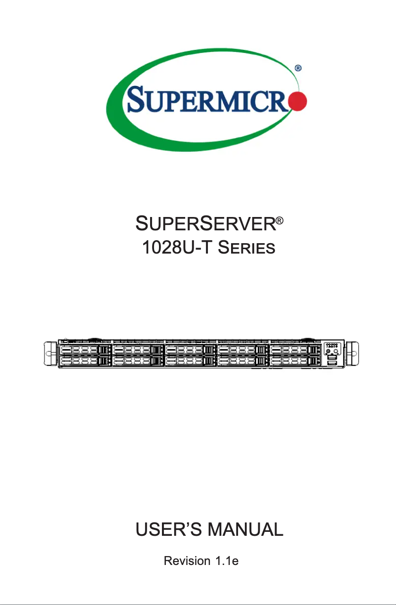 Page 1 de la notice Manuel utilisateur Supermicro SuperServer 1028U-TNRTP+