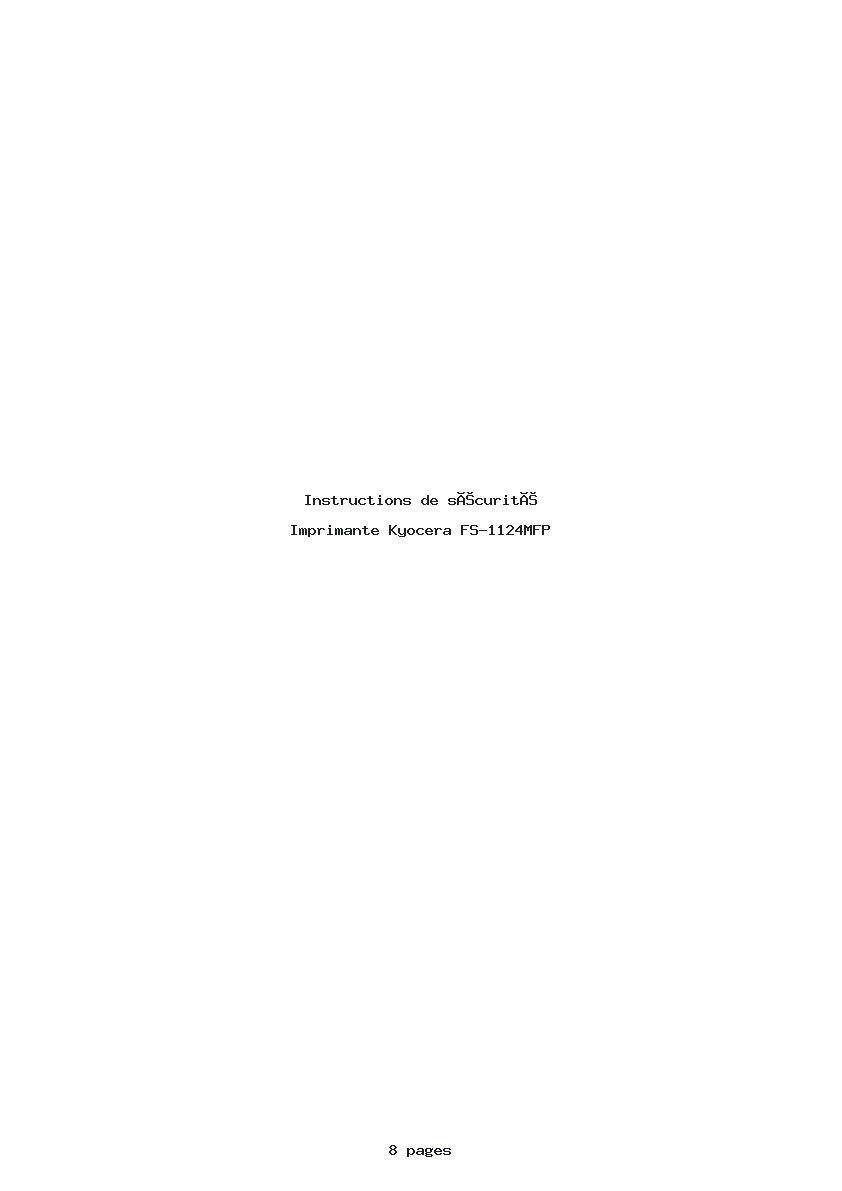 Page 1 de la notice Instructions de sécurité Kyocera FS-1124MFP