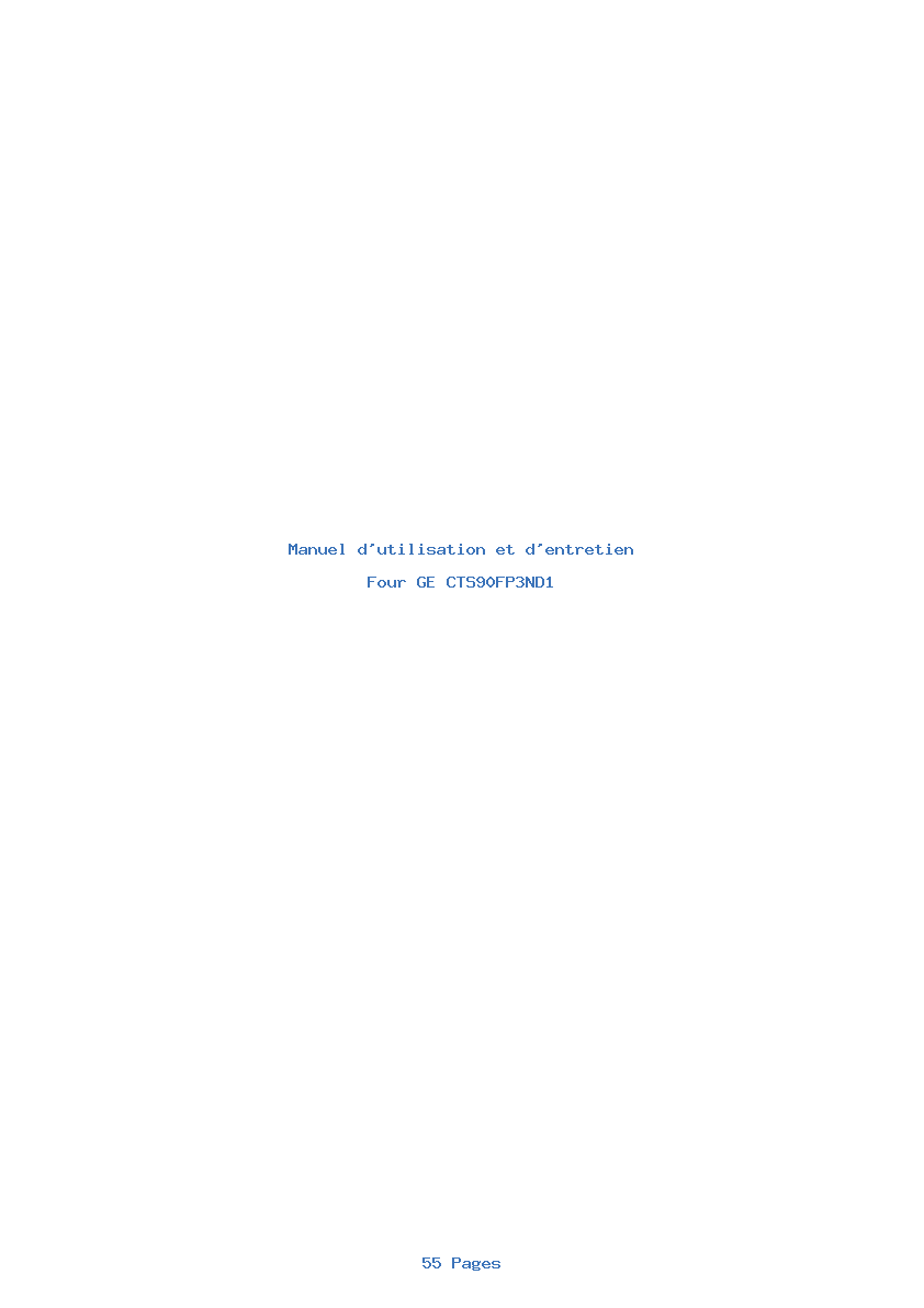 Page 1 de la notice Manuel d'utilisation et d'entretien GE CTS90FP3ND1