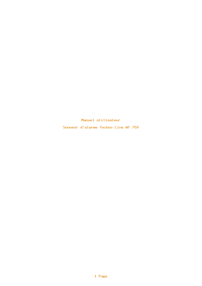 Page 1 de la notice Manuel utilisateur Techno Line WT 759