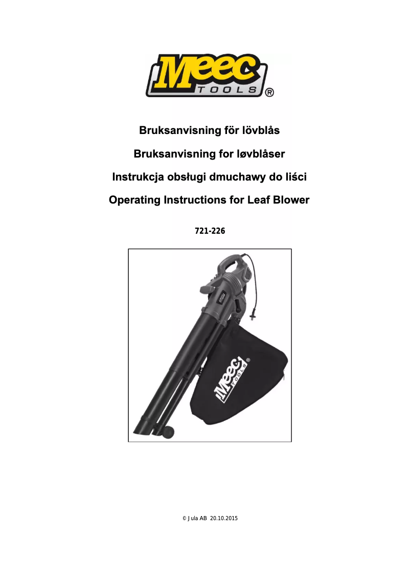 Page 1 de la notice Manuel utilisateur Meec Tools 721-226