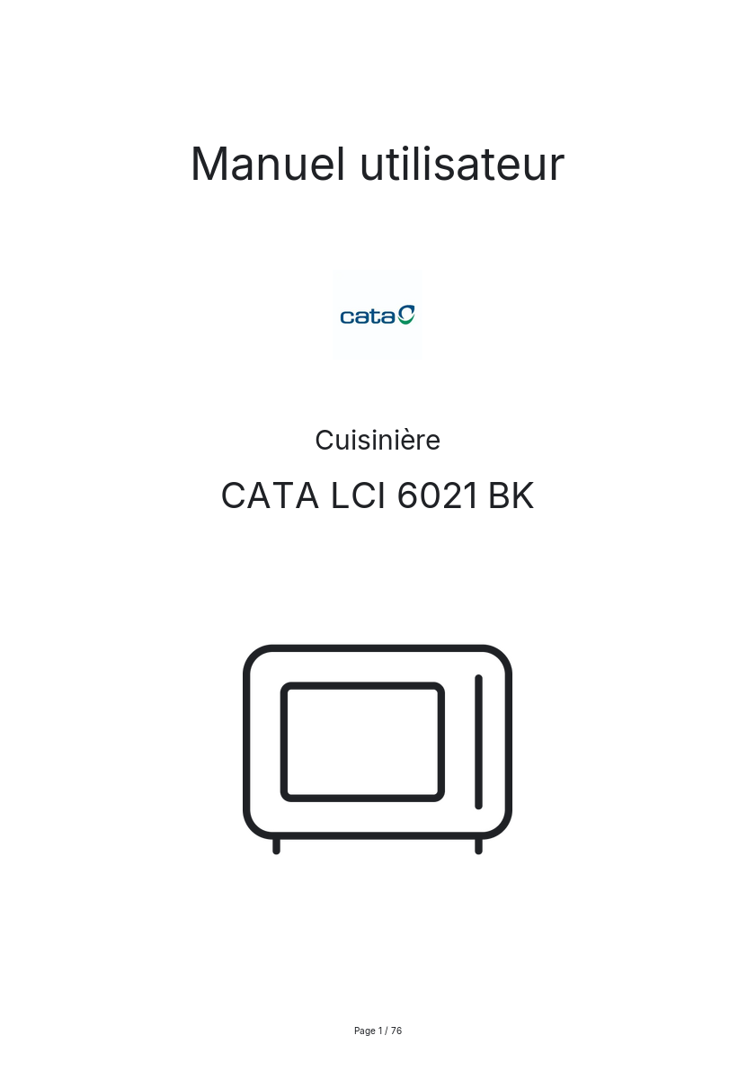 Page 1 de la notice Manuel utilisateur CATA LCI 6021 BK