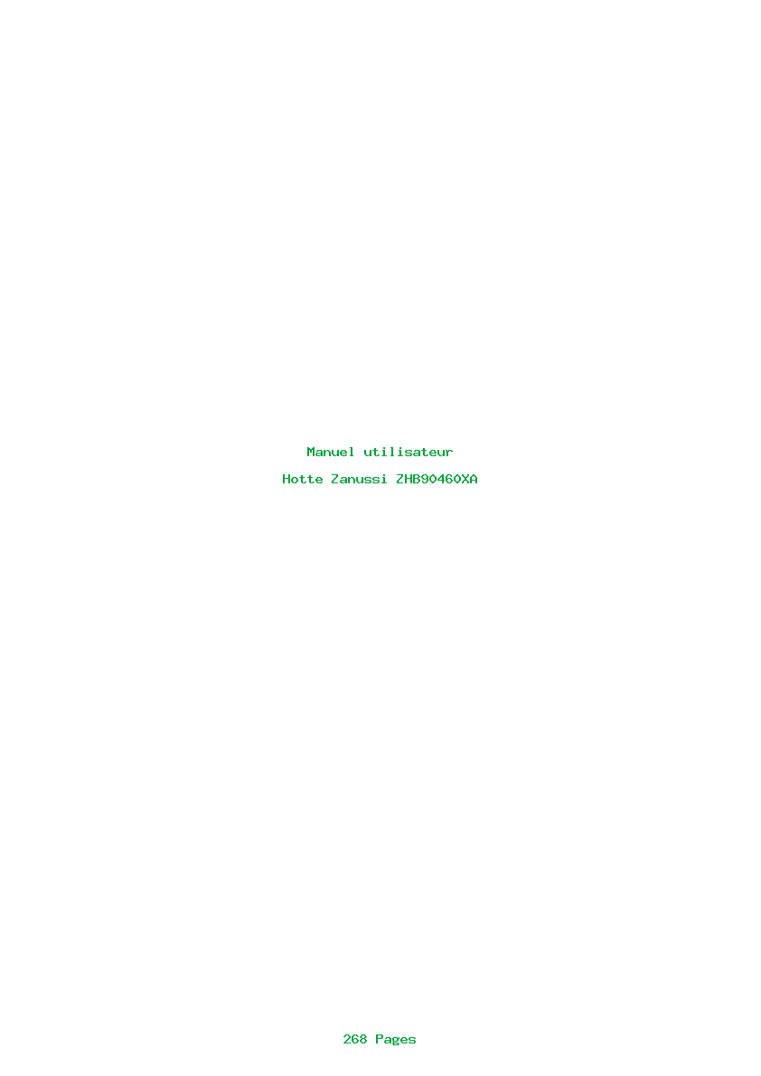 Page 1 de la notice Manuel utilisateur Zanussi ZHB90460XA