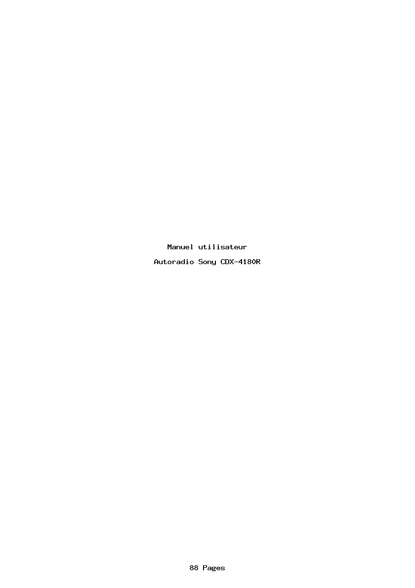 Page 1 de la notice Manuel utilisateur Sony CDX-4180R