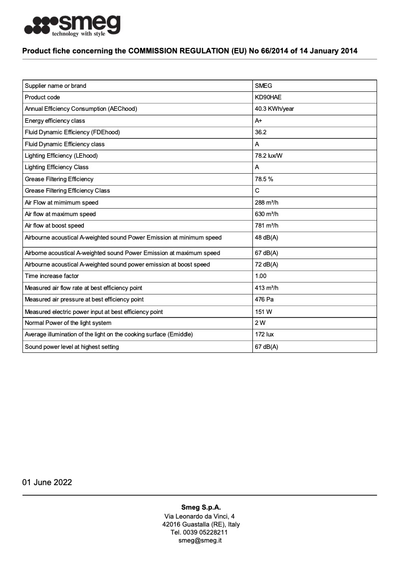 Page 1 de la notice Brochure Smeg KD90HAE
