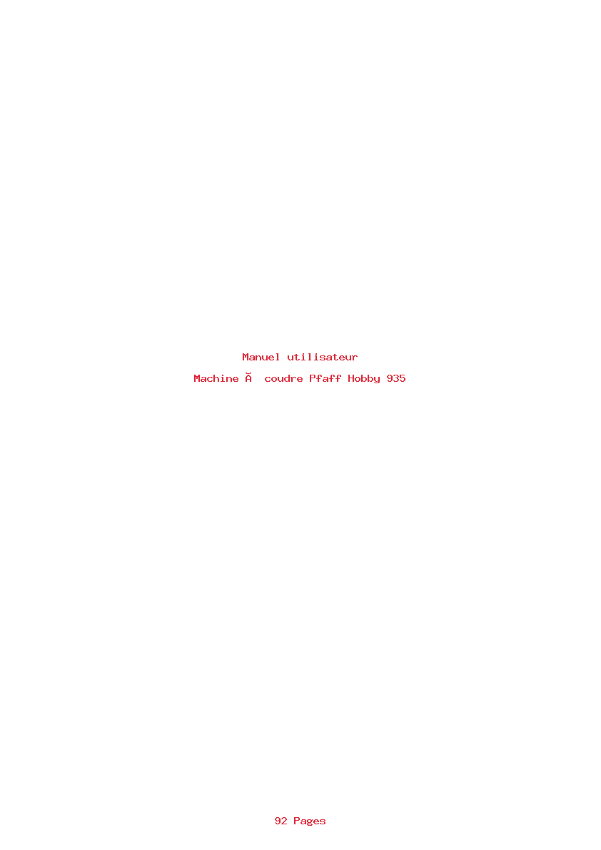 Page 1 de la notice Manuel utilisateur Pfaff Hobby 935
