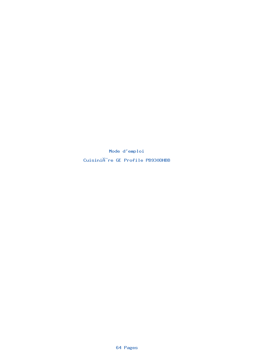 Image de la première page du manuel de l'appareil Profile PB930DHBB