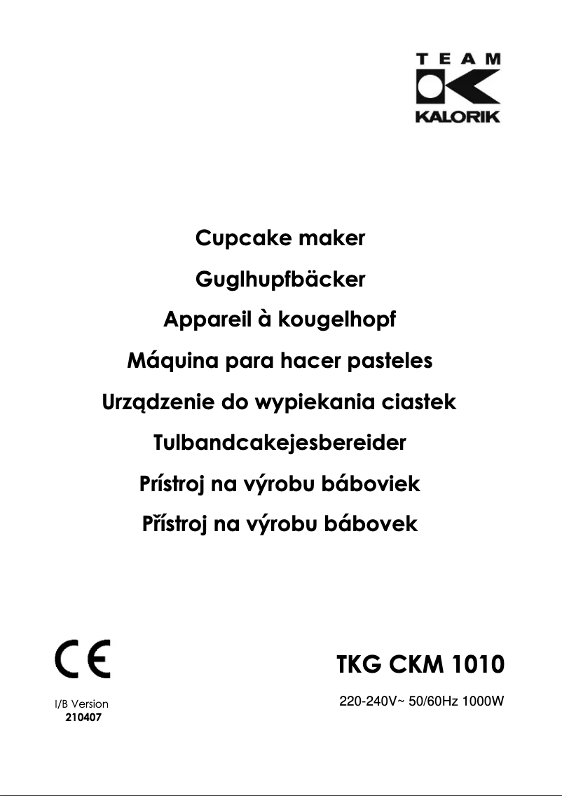 Page 1 de la notice Manuel utilisateur Kalorik TKG CKM 1010
