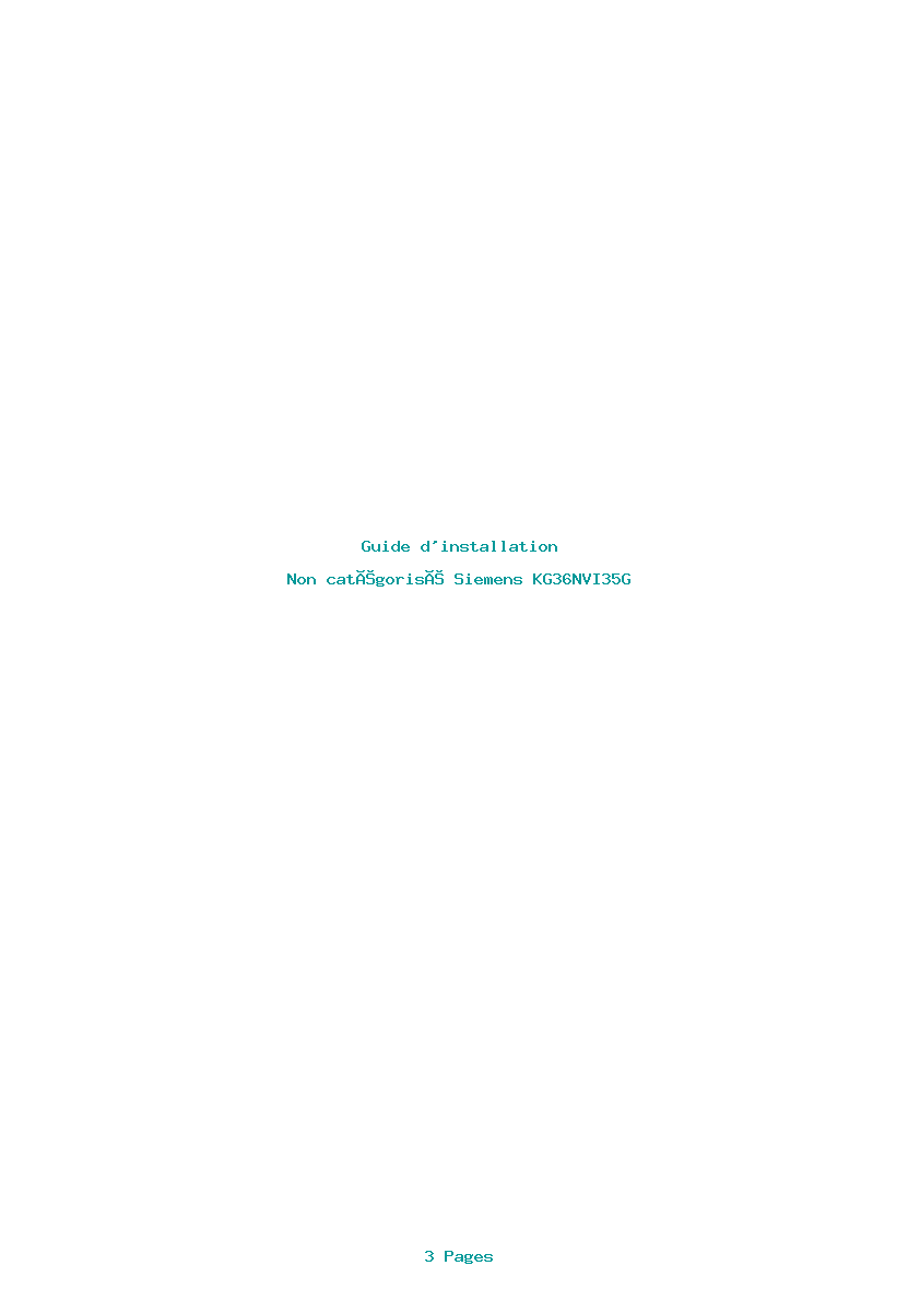 Page 1 de la notice Guide d'installation Siemens KG36NVI35G