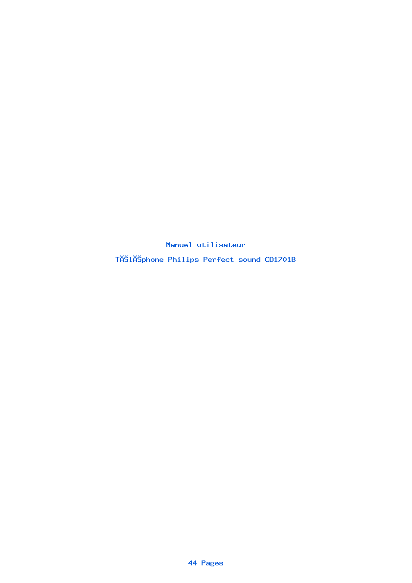 Page 1 de la notice Manuel utilisateur Philips Perfect sound CD1701B