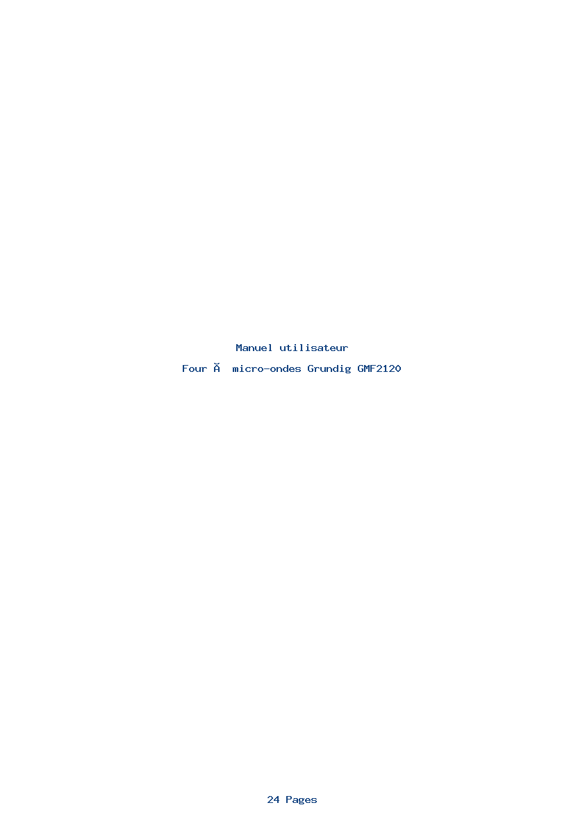 Page 1 de la notice Manuel utilisateur Grundig GMF2120
