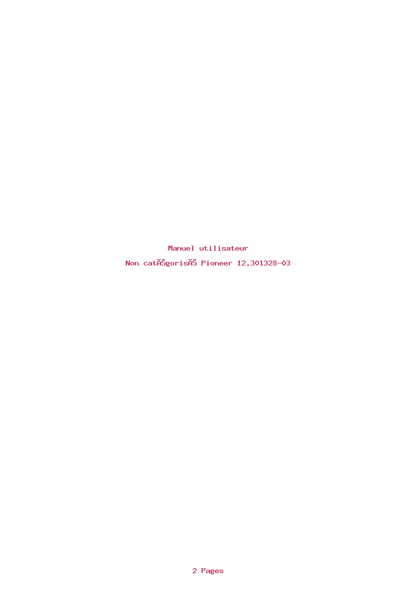 Page 1 de la notice Manuel utilisateur Pioneer 12.301328-03