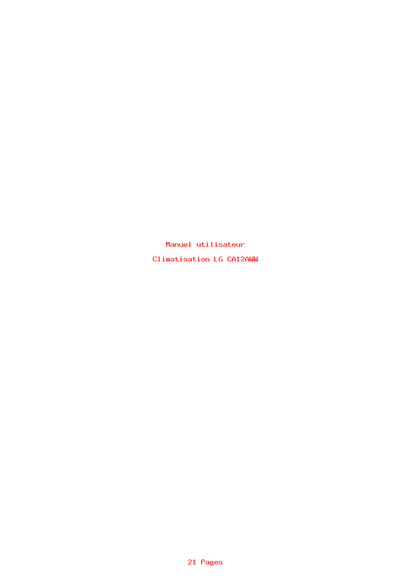 Page 1 de la notice Manuel utilisateur LG CA12AWW