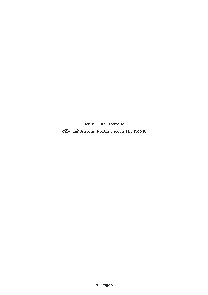 Page 1 de la notice Manuel utilisateur Westinghouse WBE4500WC